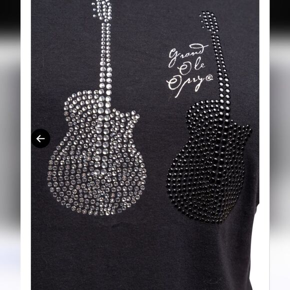 NEW Ladies Opry Rhinestone Guitar Trio T-Shirt. Black. Size Medium - Picture 2 of 5